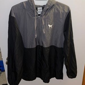 Pink Half-Zip Raincoat with hood